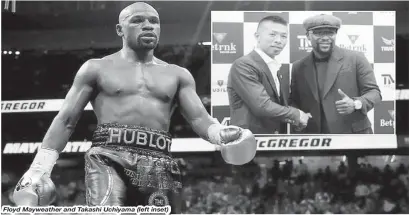  ??  ?? Floyd Mayweather and Takashi Uchiyama (left inset)