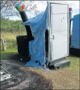  ?? Picture: SUPPLIED ?? UP IN SMOKE: Two of the portable toilets donated to Luna Primary in Mbizana were damaged last week