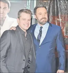  ??  ?? Affleck (right) and Damon at the premiere of ‘Live by Night’ in Hollywood, on Jan 9, 2017. — AFP file photo