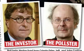  ??  ?? Poll help: Hedge fund boss Crispin Odey, left, and John Curtice