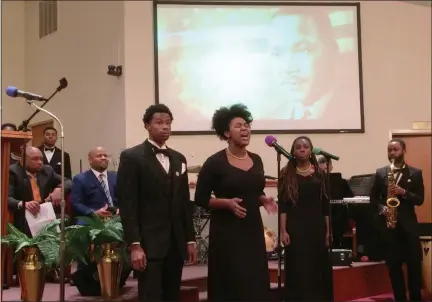  ?? EVAN BRANDT — MEDIANEWS GROUP ?? Soloists from the Lincoln University Concert Choir perform Monday at the Martin Luther King Jr. celebratio­n at Mount Olive Baptist Church in Pottstown.