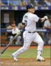  ?? STEVE NESIUS — THE ASSOCIATED PRESS FILE ?? Tampa Bay’s Wilson Ramos hits a three-run home run off Detroit starter Matthew Boyd in St. Petersburg, Fla., in a game in July.