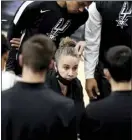  ?? AP photo ?? Spurs assistant coach Becky Hammon calls a play during a timeout during San Antonio’s loss to the Los Angeles Lakers on Wednesday. Hammon became the first woman to direct an NBA team, taking over after coach Gregg Popovich was ejected.