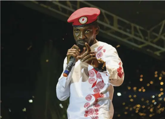  ??  ?? Uganda presidenti­al aspirant Robert Kyagulanyi aka Bobi Wine