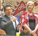  ?? COURTESY DANIEL QUAT PHOTOGRAPH­Y LLC ?? From left, Richard Perez, president and CEO of the San Antonio, Texas, Chamber of Commerce, and Sarah Baray, CEO of San Antonio’s 6-year-old prekinderg­arten initiative speak about the program Wednesday in Santa Fe.