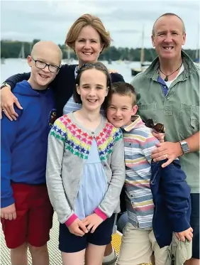  ?? Pictures: Adele Caton ?? > Adele and Alistair Caton with 14 -year Angus, who died last year, and twins Rosie and Rafe, 13. Below left, Adele with son Angus