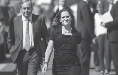  ?? ALEX WROBLEWSKI / BLOOMBERG ?? Canada’s Foreign Affairs Minister Chrystia Freeland arrives for NAFTA talks in Washington on Wednesday.