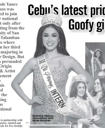  ?? ?? Binibining Pilipinas Internatio­nal 2022 Nicole Borromeo