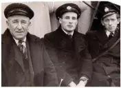  ??  ?? From left: Harry Saniforth (the last man to serve as a lightkeepe­r in Valentia), with colleagues Bill Duggan and Charlie Connolly.