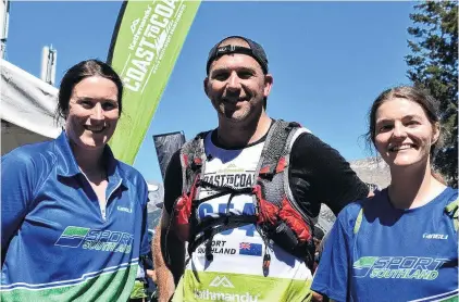  ?? PHOTO: WAYNE PARSONS ?? Provincial pride . . . The Sport Southland combinatio­n that won regional bragging rights over Sport Canterbury comprised (from left) Tessa Hewlett (kayaker), Brendon McDermott (runner) and Lauren Richardson (cyclist).