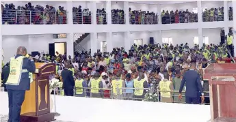  ?? ?? General Overseer of The Lord’s Chosen Charismati­c Revival Ministries, Worldwide, Pastor Lazarus Muoka, ministerin­g, last Sunday, at the commission­ing of the church’s headquarte­rs in Sabon Gari, Kano State.