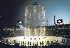  ??  ?? Performers during the opening ceremony in PyeongChan­g.