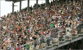  ?? D. ROSS CAMERON — THE ASSOCIATED PRESS ?? The main grandstand is full for the first time since before the COVID-19pandemic during a NASCAR Cup Series race, Sunday, at Sonoma Raceway in Sonoma, Calif.