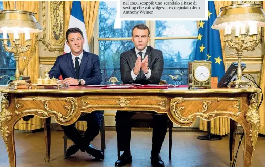  ??  ?? Insieme
Il presidente francese Emmanuel Macron con l’allora portavoce del governo Benjamin Griveaux all’eliseo nel dicembre 2017 (Epa/etienne Laurent)