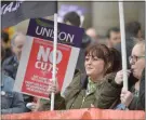  ??  ?? Protesters gathered at City Chambers to voice their fears over the cuts