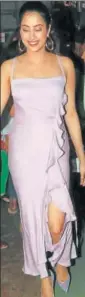  ?? PHOTO: YOGEN SHAH ?? Jahnvi Kapoor spotted in a slip dress with vertical ruffles along the slit