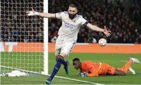  ?? Madrid/Getty Images ?? Karim Benzema, with hat-tricks in his past two Champions League games, is just one problem for Chelsea to handle in Madrid on Tuesday. Photograph: Antonio Villalba/Real