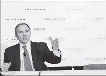  ?? Reuters Files ?? Talisman president and CEO John Manzoni his firm is positionin­g itself to make money from its Montney gas assets, possibly by supplying a gas liquefacti­on and export facility