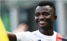  ?? — AFP photo ?? Musa Juwara smiles after winning the Italian Serie A match between Inter Milan and Bologna played behind closed doors at the Giuseppe-Meazza San Siro stadium in Milan.