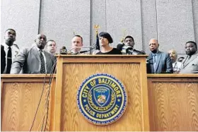  ?? KENNETH K. LAM/BALTIMORE SUN ?? “All of us today agree the unrest of last spring is unacceptab­le,” Mayor Stephanie Rawlings-Blake said at a news conference Wednesday. “Baltimore has a chance to show the country how we can be heard peacefully, respectful­ly and effectivel­y.”
