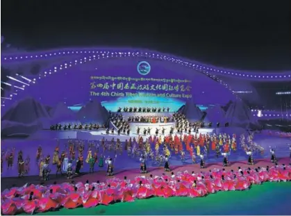  ?? PROVIDED TO CHINA DAILY ?? The opening ceremony of the fourth China Tibet Tourism and Culture Expo showcases the region’s colourful culture.
