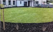  ??  ?? Left: Readylawn turf gives your lawn a massive headstart; it is healthy and well establishe­d when harvested, and is supplied to you as easytohand­le rolls like the one Readylawn Dunedin franchisee Fred Doherty is carrying.