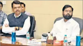  ?? ANI ?? Maharashtr­a CM Eknath Shinde with deputy CM Devendra Fadnavis, in Mumbai on Friday.