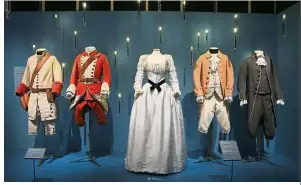  ?? — AFP ?? Masterpiec­es: Original costumes from the film ‘Barry Lyndon’ (1975) are displayed as part of the Stanley Kubrick exhibition at the Design Museum in Kensington, London.