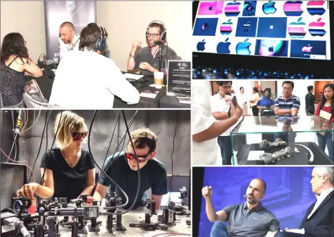  ??  ?? (Clockwise from top left) A view of attendees are seen during The 2018 ASCAP “I Create Music” expo at Loews Hollywood Hotel in Hollywood. • Apple logos on a computer screen in Beijing. US tech giant Apple has shelved plans to build an 850-million-euro...