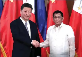  ??  ?? Presidents Rodrigo Duterte and Xi Jinping (PCOO)