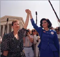  ?? J. SCOTT APPLEWHITE — ASSOCIATED PRESS ?? Norma McCorvey, Jane Roe in the 1973court case, left, and her attorney Gloria Allred outside the Supreme Court building in Washington in 1989after sitting in on a Missouri abortion case. The court recently sent the abortion law back to the states.