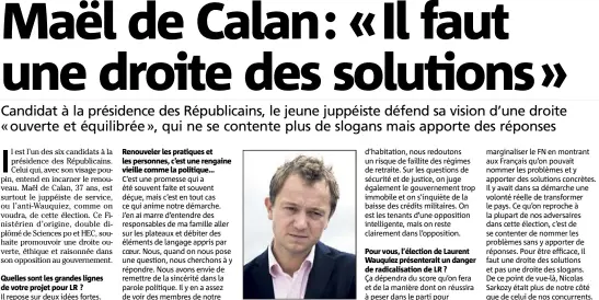  ?? (Photo IP) ?? Maël de Calan,  ans, candidat à la présidence de LR.