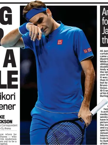  ?? GETTY IMAGES ?? Out of sorts: a furious Federer lost in straight sets