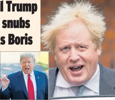  ??  ?? Two of a kind? President Trump on the White House lawn yesterday and Boris leaving home