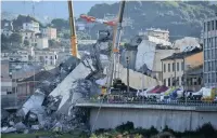  ?? PICTURE: ANSA/ LUCA ZENNARO ?? Damage caused by the collapsed Morandi bridge on Tuesday in Genoa, Italy. The death toll has risen to at least 37.