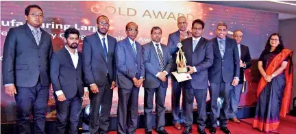  ??  ?? Gold Award in Manufactur­ing Large - Apparel Industry Category as a Joined Award - MAS KREEDA Synergy