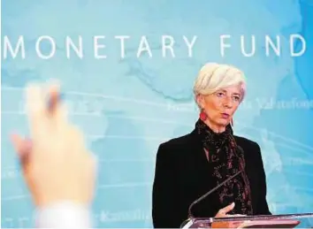  ?? AP ?? Key milestone Internatio­nal Monetary Fund managing director Christine Lagarde addresses a news conference in Washington on Monday to announce that the Chinese yuan will join a basket of the world’s leading currencies.