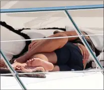  ??  ?? TOO MUCH: Things get steamy as Chloe and her new man cuddle under a canopy – and their three embarrasse­d pals seem to be telling them to cool it