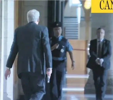  ?? CBC NEWS / THE CANADIAN PRESS ?? Kevin Vickers, left, then sergeant-at-arms of the House of Commons, was credited with shooting Michael ZehafBibea­u. As coverage focused on Vickers, Cpl. Curtis Barrett’s contributi­on was lost and his mental health suffered.