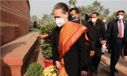  ?? Photograph: Harish Tyagi/EPA ?? Sonia Gandhi, pictured last month, the president of the opposition Congress party, said the exam was ‘atrocious’ and ‘shockingly regressive’.