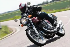  ??  ?? Suzuki’s GT550 is a rare and distinctiv­e sight on the road today