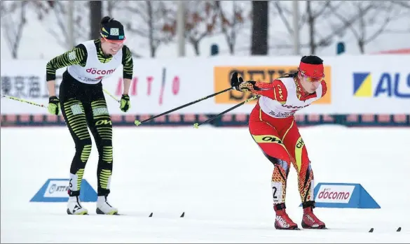  ?? PHOTOS BY MATT ROBERTS / GETTY IMAGES ?? Man Dandan competes in Women’s Cross Country 1.4 km Individual Sprint Classical on day three of the 2017 Sapporo Asian Winter Games at Shirahatay­ama Open Stadium.