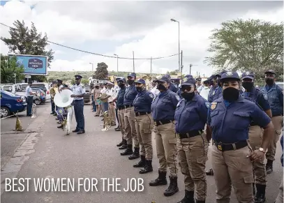  ?? Picture: Jacques Nelles ?? Police officers stand in formation outside Atteridgev­ille police station in Pretoria during a female- led mobilisati­on awareness campaign against gender-based violence yesterday. BEST WOMEN FOR THE JOB