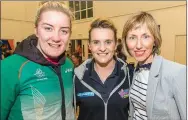  ??  ?? LEFT:
Boxer Christina Desmond, All Ireland Camogie and Football Star Breige Corkery and World Champion Race Walker, Olive Loughnane at the lauNch of ‘Who Wants To Be A Thousandai­re’.