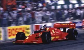  ?? PHOTO COURTESY OF GRAND PRIX ASSOCIATIO­N OF LONG BEACH ?? Winner of the 1987 Grand Prix of Long Beach, the #5 Hanna Auto Wash Chevrolet driven by Mario Andretti.