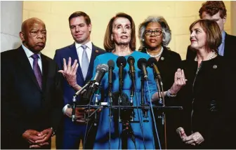  ?? Carolyn Kaster / Associated Press ?? House Minority Leader Nancy Pelosi, D-Calif., received support from 203 Democrats in a secret vote for her nomination as speaker, with 32 no votes and three blank ballots.