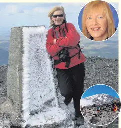  ??  ?? Wild side: Kate Thompson (also inset top) at top of Skiddaw in the Lake District. Right, one of her photograph­s taken at Kilimanjar­o