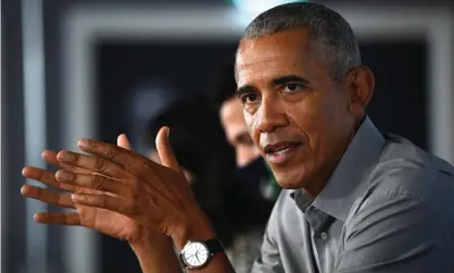  ?? Photograph: Jeff J Mitchell/Getty Images ?? Barack Obama speaking at Cop26 in Glasgow on 8 November.