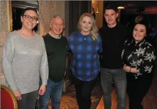  ?? ABOVE: LEFT: Two legends of music, Francie Conway and Liam O’Connor, pictured before festivitie­s kicked off on Friday. ?? Ann Marie Earley, Hugh Gallagher, Lisa Curran. David Dillane and Amy Roche pictured taking a break from helping out at the Christie Hennessy Festival at the Ashe Hotel on Friday night.