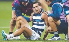  ??  ?? HURT: Luke Dahlhaus was among Geelong’s wounded.